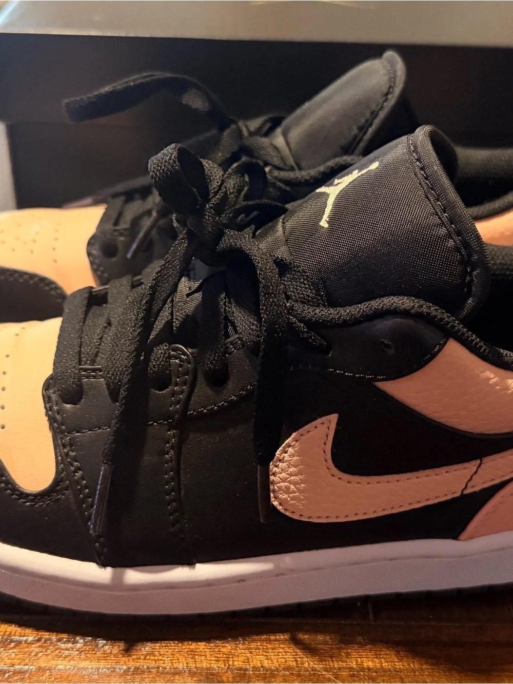 Jordan Men’s Black & Peach Low-Top Sneakers - Picture 4 of 9
